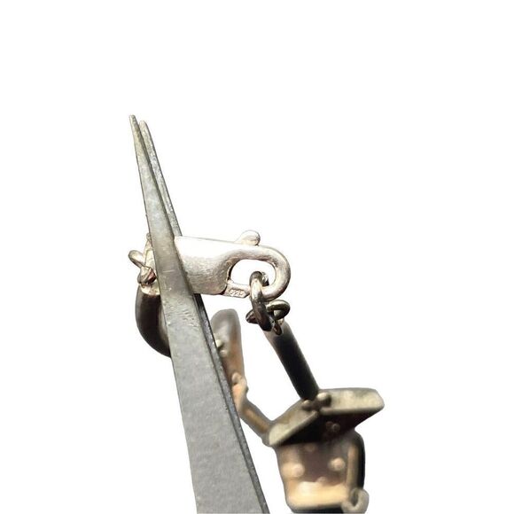 Sterling silver 925 bracelet with three diamond shaped squares with abalone - Picture 5 of 6